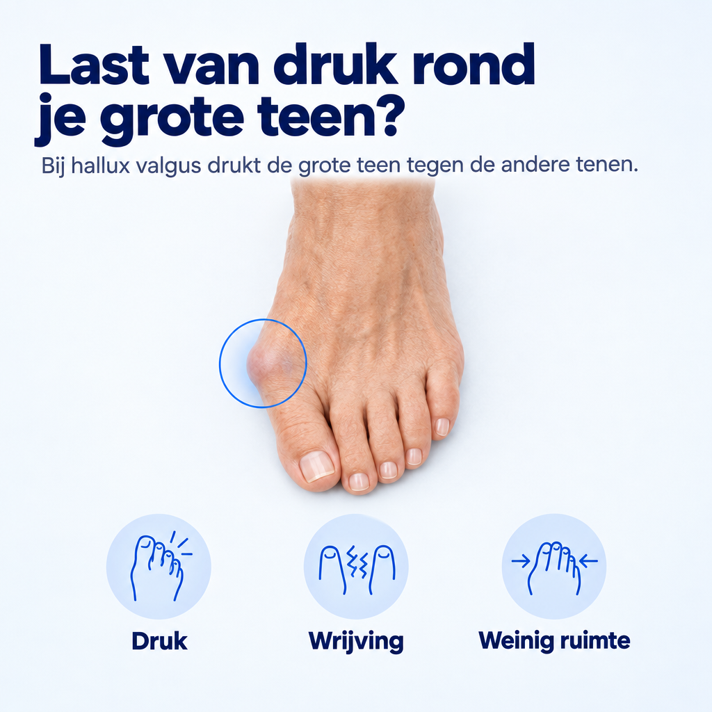 Last van druk rond je grote teen? Hallux valgus uitleg